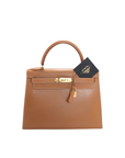 Kelly 28 Naturel Gold Hardware Box Leather