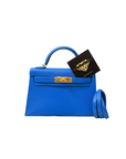 Mini Kelly 20 Bleu Hydra Gold Hardware Chevre A