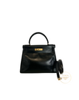 Kelly 28 Noir Gold Hardware Box Leather
