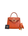 Kelly 25 Orange Gold Hardware Lizard