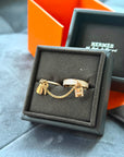 Hermes Rose Gold and Diamonds Double Ring Size 53