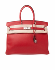 Birkin 35 Rouge Casaque Palladium Hardware Epsom □R