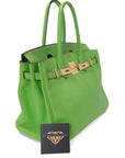 Birkin 30 Apple Green Palladium Hardware Clemence