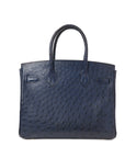 Birkin 30 Ostrich Bleu Navy Gold Hardware Ostrich