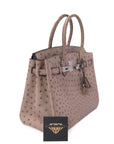 Birkin 30 Ostrich Gris T Palladium Hardware
