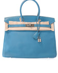 Birkin 35 Bleu Jean Palladium Hardware Togo