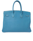 Birkin 35 Bleu Jean Palladium Hardware Togo