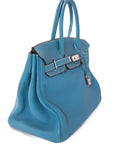 Birkin 35 Bleu Jean Palladium Hardware Togo