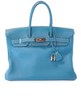 Birkin 35 Bleu Jean Palladium Hardware Togo