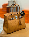 Birkin 30 Ostrich Gold Palladium Hardware X
