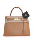 Kelly 28 Naturel Gold Hardware Epsom