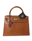 Kelly 28 Ostrich Chestnut Gold Hardware