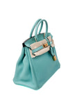 Birkin 25 Bleu Atoll Gold Hardware Togo T