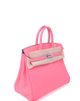 Birkin 25 Rose Azalee Palladium Hardware Swift A