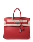 Birkin 25 Rouge Garance Palladium Hardware Epsom