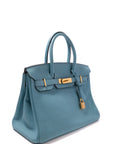 Birkin 30 Bleu Atoll Gold Hardware Togo