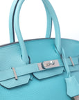 Birkin 30 Bleu Atoll Palladium Hardware Togo T