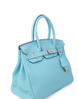Birkin 30 Bleu Atoll Palladium Hardware Togo T
