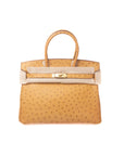 Birkin 30 Ostrich Light Brown Gold Hardware □N