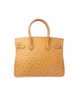 Birkin 30 Ostrich Light Brown Gold Hardware □N