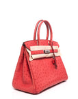 Birkin 30 Ostrich Bougainvillea Palladium Hardware □N