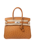 Birkin 30 Ostrich Gold Palladium Hardware X