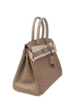Birkin 30 Ostrich Gris T Palladium Hardware □P