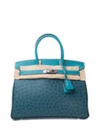 Birkin 30 Ostrich Touch Palladium Hardware Cobalt (Ostrich) - Colvert (Clemence) - Turquoise (Swift) □R