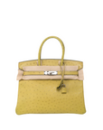 Birkin 30 Ostrich Vert Anis Palladium Hardware □J