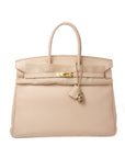 Birkin 35 Beige Gold Hardware Clemence □E