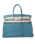 Birkin 35 Bleu Jean Palladium Hardware Togo □J