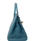 Birkin 35 Bleu Jean Palladium Hardware Togo □J