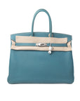Birkin 35 Bleu Jean Palladium Hardware Togo □M
