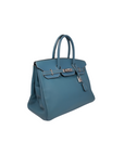 Birkin 35 Bleu Jean Palladium Hardware Epsom