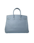 Birkin 35 Bleu Lin Palladium Hardware Epsom □Q
