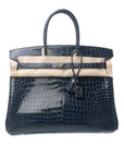 Birkin 35 Bleu Saphir Porosus Palladium Hardware □O