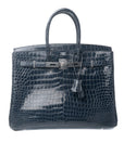 Birkin 35 Bleu Saphir Porosus Palladium Hardware □O