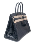 Birkin 35 Bleu Saphir Porosus Palladium Hardware □O