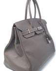 Birkin 35 Etain / Bleu Thalassa interior Palladium Hardware Epsom (Candy Collection) □O