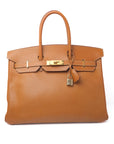 Birkin 35 Naturel Sable (identical to Gold) Gold Hardware Ardennes □B