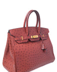 Birkin 35 Ostrich Rouge H Gold Hardware