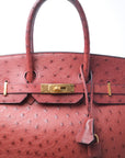 Birkin 35 Ostrich Rouge H Gold Hardware