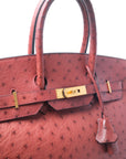 Birkin 35 Ostrich Rouge H Gold Hardware
