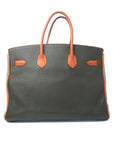 Birkin 35 Special Order (Gris T/ Vert Veronese/ Orange) Palladium Hardware Togo □M