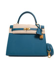 Kelly 25 Bleu Colvert Gold Hardware Epsom D