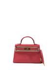 Mini Kelly Rose Lipstick Gold Hardware Chevre