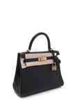 Kelly 25 Noir Gold Hardware Togo