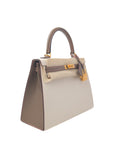 Kelly 25 Nata/Etoupe Brushed Gold Hardware Epsom D