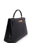 Kelly 32 Noir Gold Hardware Box Leather
