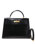 Kelly 32 Noir Gold Hardware Box Leather